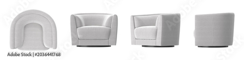 Bilde på lerret Modern swivel armchair in light gray fabric, showcasing contemporary living room