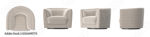 Obraz na płótnie Modern swivel armchair with plush upholstery and a rounded silhouette