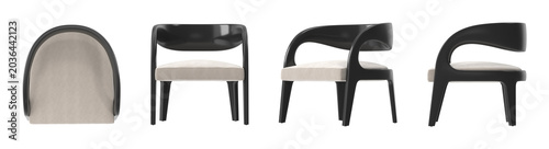 Tableau sur toile Modern black armchair with upholstered seat and curved backrest