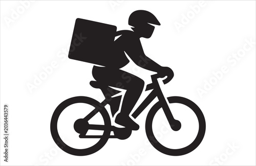 Bicycle Delivery Rider Silhouette - Fast Courier and Logistics Vector Illustration