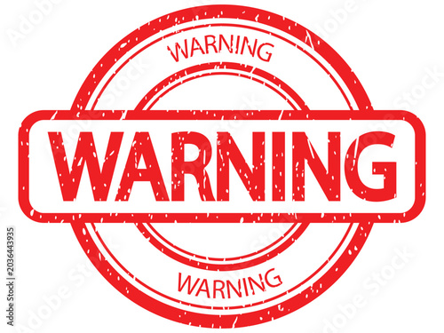 Red grunge warning rubber stamp isolated on white background