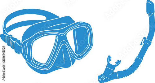Snorkel and diving mask set icon