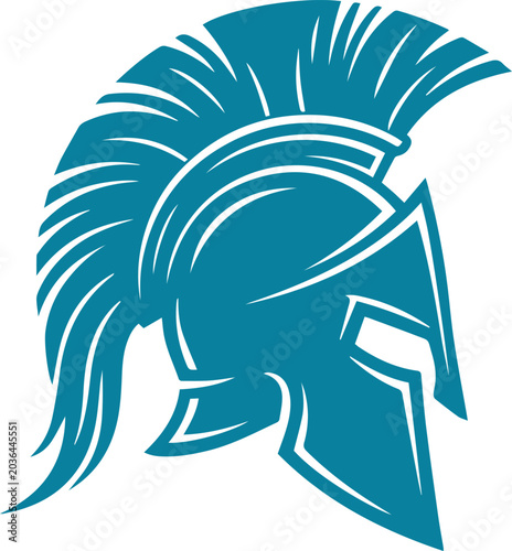 Spartan helmet with plume crest, strong warrior style icon