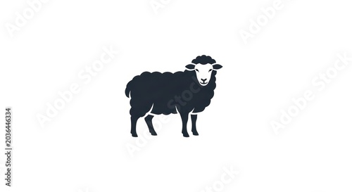 Black sheep standing alone profile view.