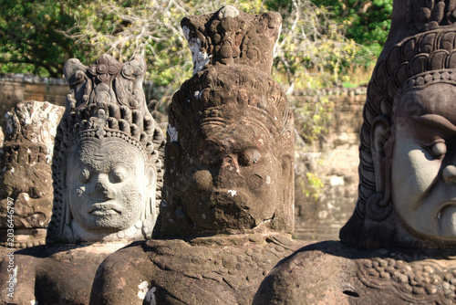 Photos Stone Guardian Statues Lining the Bridge at Angkor Thom South Gate