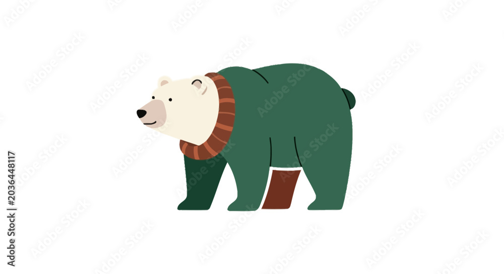 Fototapeta premium Cute polar bear looking at companion with halftone pattern