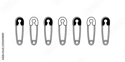 Safety Pins Set with Various Colored Tops and Metallic Bodies Featuring Black, White, Sewing with Crafting and Fashion Elements for Accessories,