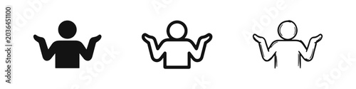 Foto Uncertain Gesture and Confusion Icons Set Featuring Person Shrugging Shoulders