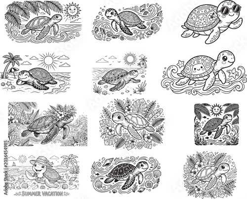 Cute Sea Turtle Summer SVG