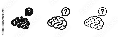 Photos Brain and question mark icon set symbolizing curiosity, problem solving, and men