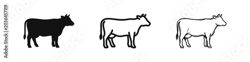 Foto Cow Cattle Farm Animal Livestock Silhouette Icon Set