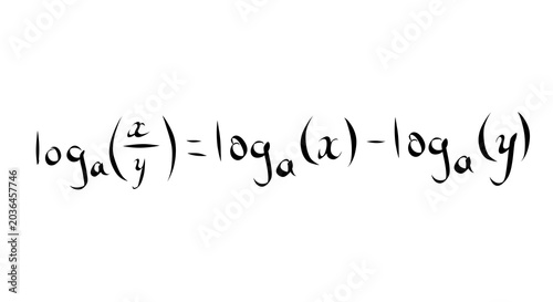 Foto Logarithm Quotient Rule Showing Log Base a of x over y Equals Difference of Loga