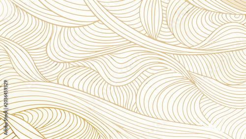 Photos Wavy lines vector illustration in a pale gold color scheme creates an abstract b