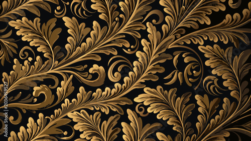 Photos Ornate floral ornament a seamless repeating vector pattern with golden leaves an
