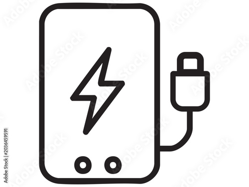 Power bank icon with charging cable