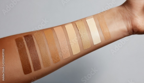 Swatches of Foundation Makeup Shades on Arm.