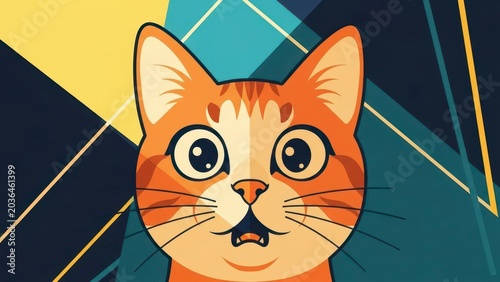 Surprised Ginger Cat Face with Wide Eyes and Open Mouth.