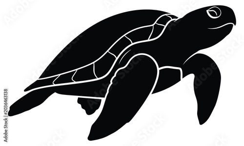 Sea turtle silhouette vector graphic icon isolated with sea creature silhouette isolated swimming