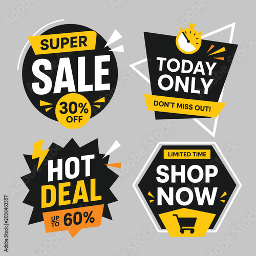 Foto Sale and discount banners, super sale hot deal today only shop now