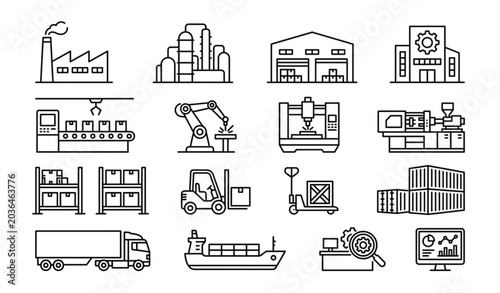 Industrial and manufacturing icons
