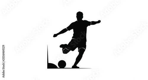 Foto soccer player silhouette kicking ball on white background