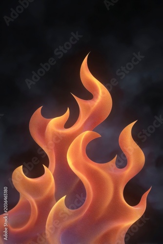 retro fiery flames, airbrush art on a black background.