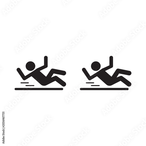 Schilderij op canvas Slipping figure silhouettes on white background simple vector illustration