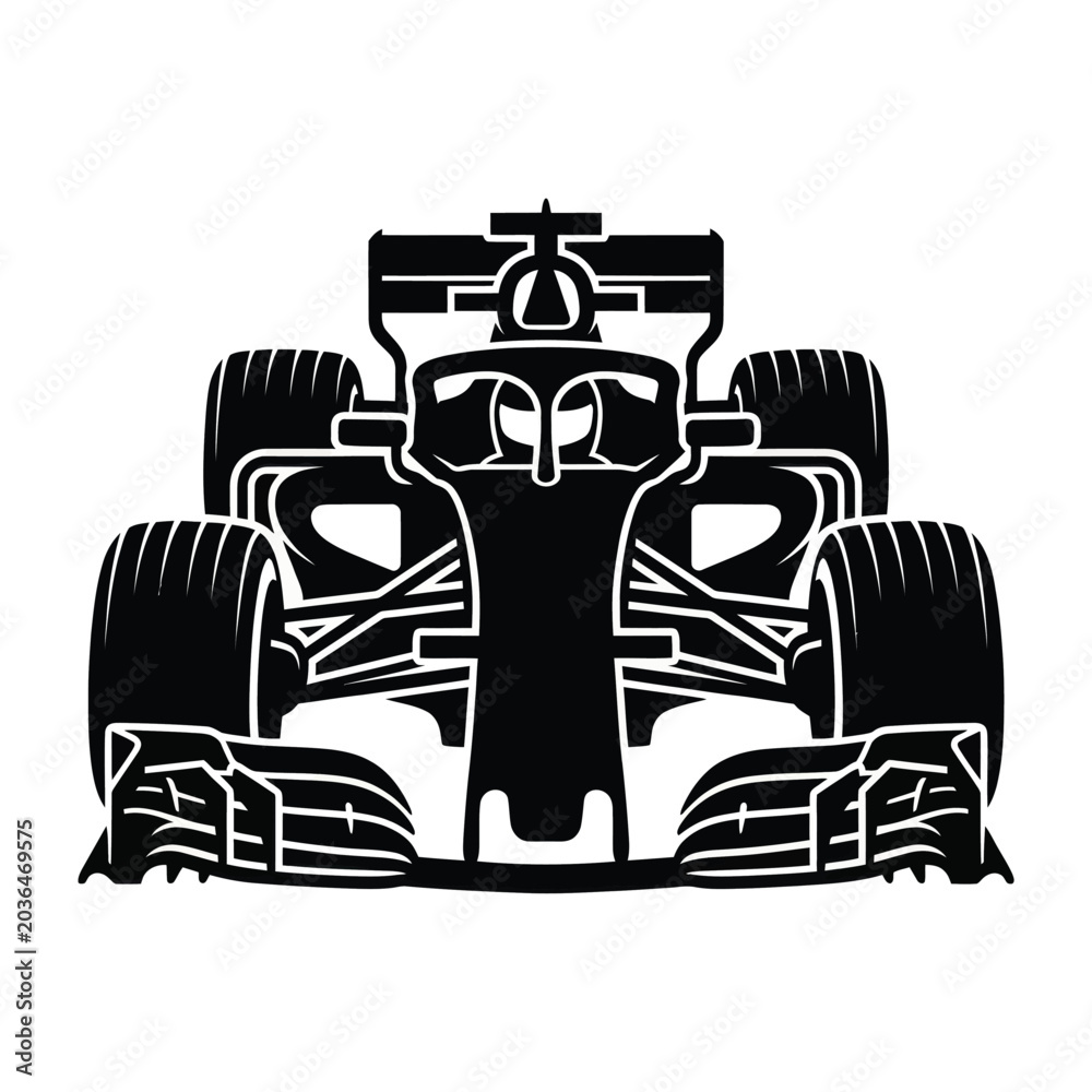 Fototapeta premium Black racing car front view.