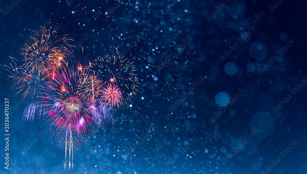 Obraz premium Fireworks with Abstract bokeh background