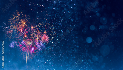 Fireworks with Abstract bokeh background