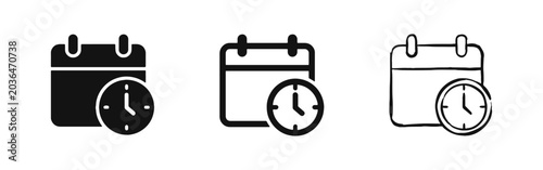 Fotografía Calendar and Clock Icon Set Representing Appointment Schedule and Deadline