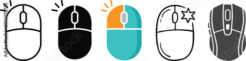 Computer mouse icon set for tech and web design vector illustration
