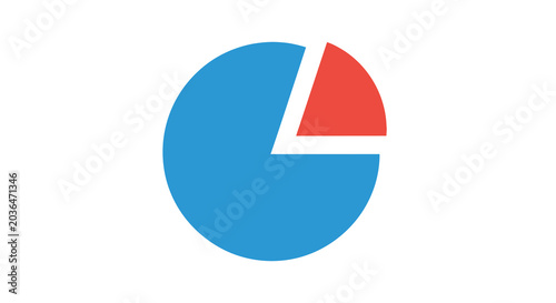 Billede på lærred pie chart icon with blue and red segments on white