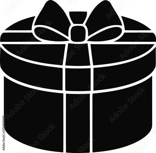 Photos Round hat box gift present vector black silhouette