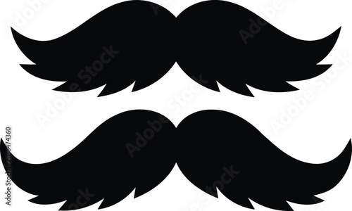 Fotografi Thick bushy mustache vector black silhouette icon