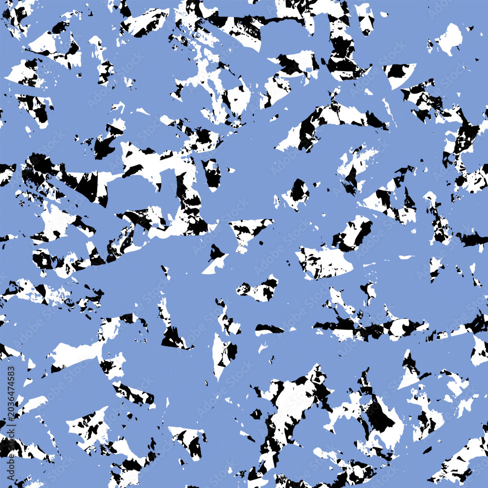 Fototapeta premium Blue grunge texture seamless vector pattern. Abstract brush strokes graphic print. Distressed brush stains texture, dye background.