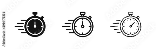 Bild auf Leinwand Speed and Time Icon Set with Fast Stopwatch Symbol