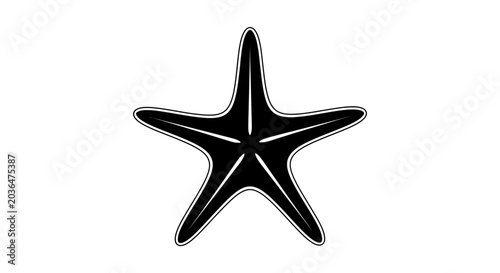 Photos Simple black starfish graphic on white background.
