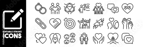 Fotografi Relationships and emotional connection icons set