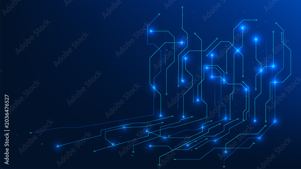 Obraz premium Technology background interconnected digital circuit lines, representing data transmission, information transfer, electronic communication, connected technology systems, digital infrastructure.