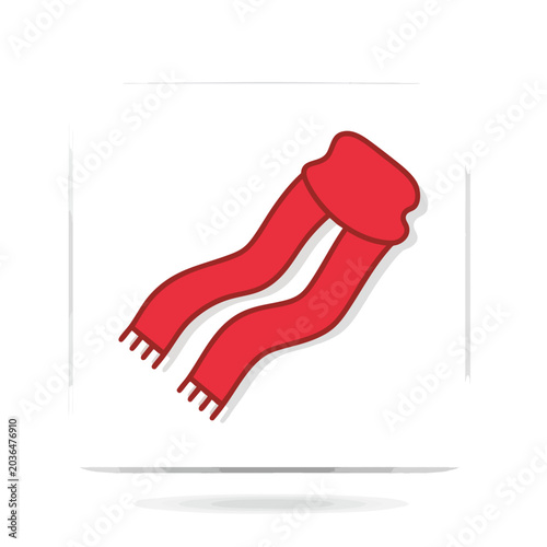 Red woolen scarf icon for winter fashion.
