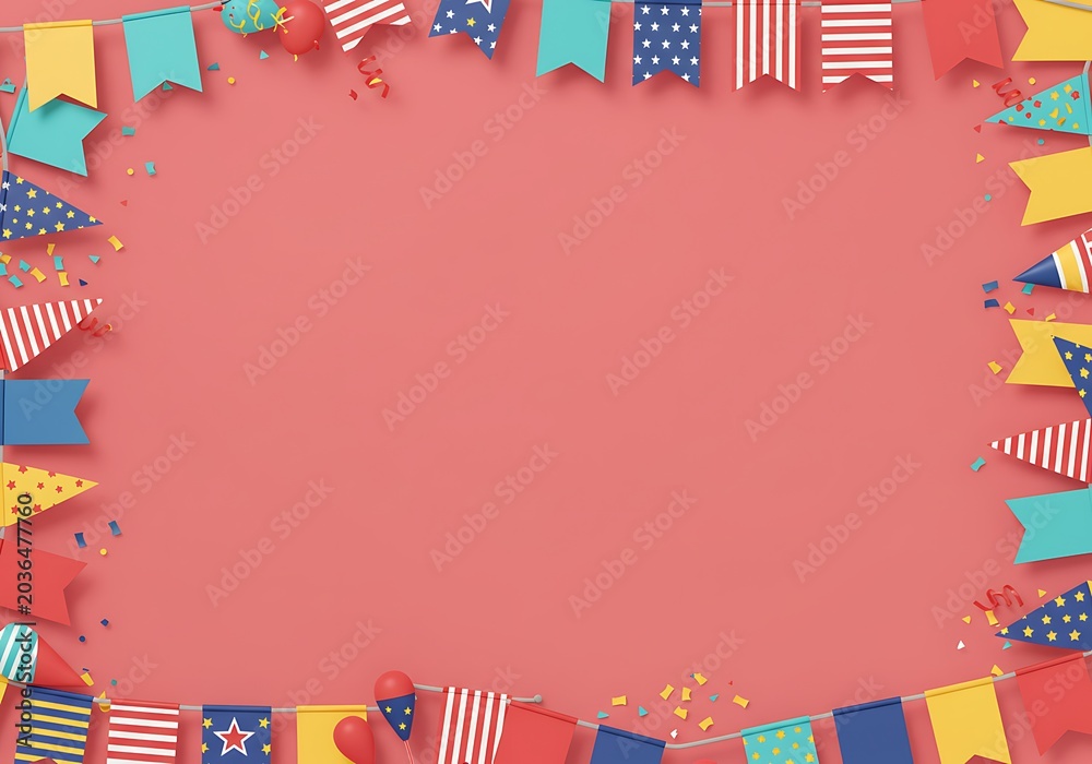 Obraz premium Festive 3D Paper Party Border