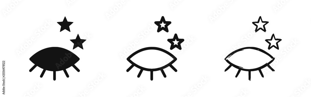 Obraz premium Vision Eye Icon Set - Eye with Stars for Dream and Inspiration