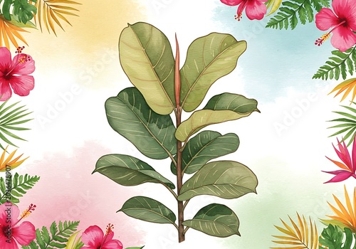 Ficus Delight: Watercolor Botanical Illustration