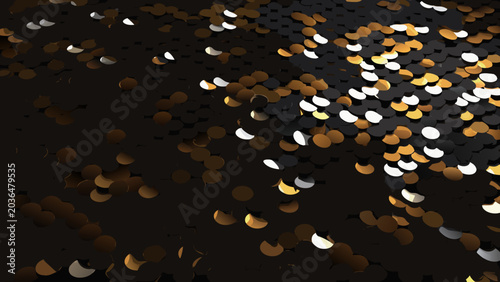 Billede på lærred Overlapping circles in a dark abstract composition create a textured three dimen