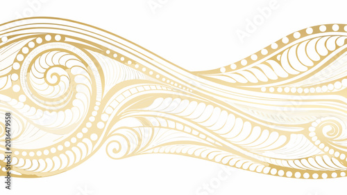 Tableau sur toile A seamless repeating pattern of ornate floral ornaments in a pale gold hue again