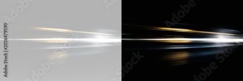 Canvastavla Fast moving golden light streaks for dynamic energy and action sequences in cine