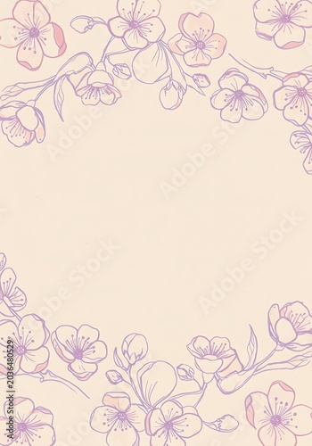 Pastel Blossom Frame: Delicate Line Art