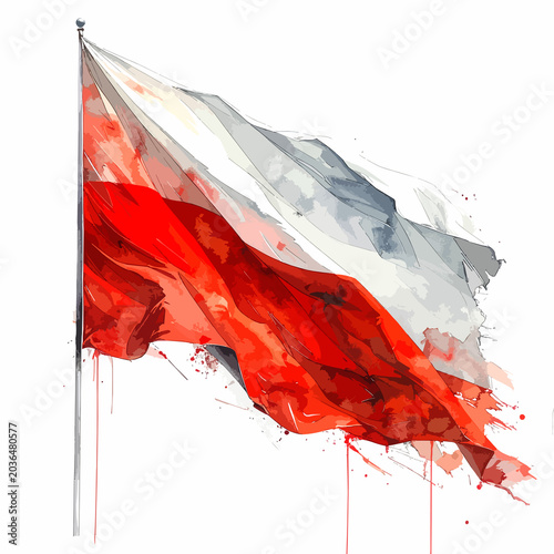 Flaga Polski patriotyczna ilustracja biało czerwona