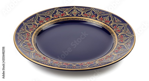 Midnight Blue Majesty: Hand-Painted Porcelain Plate